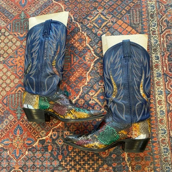 Dan Post Multicolor Snakeskin Python Heeled Boots - Picture 7 of 9